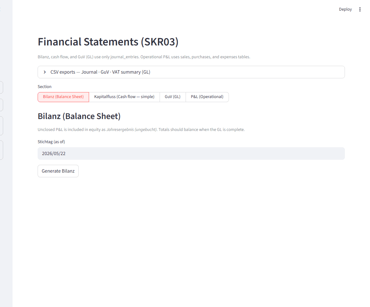 Seller-ERP financial statements