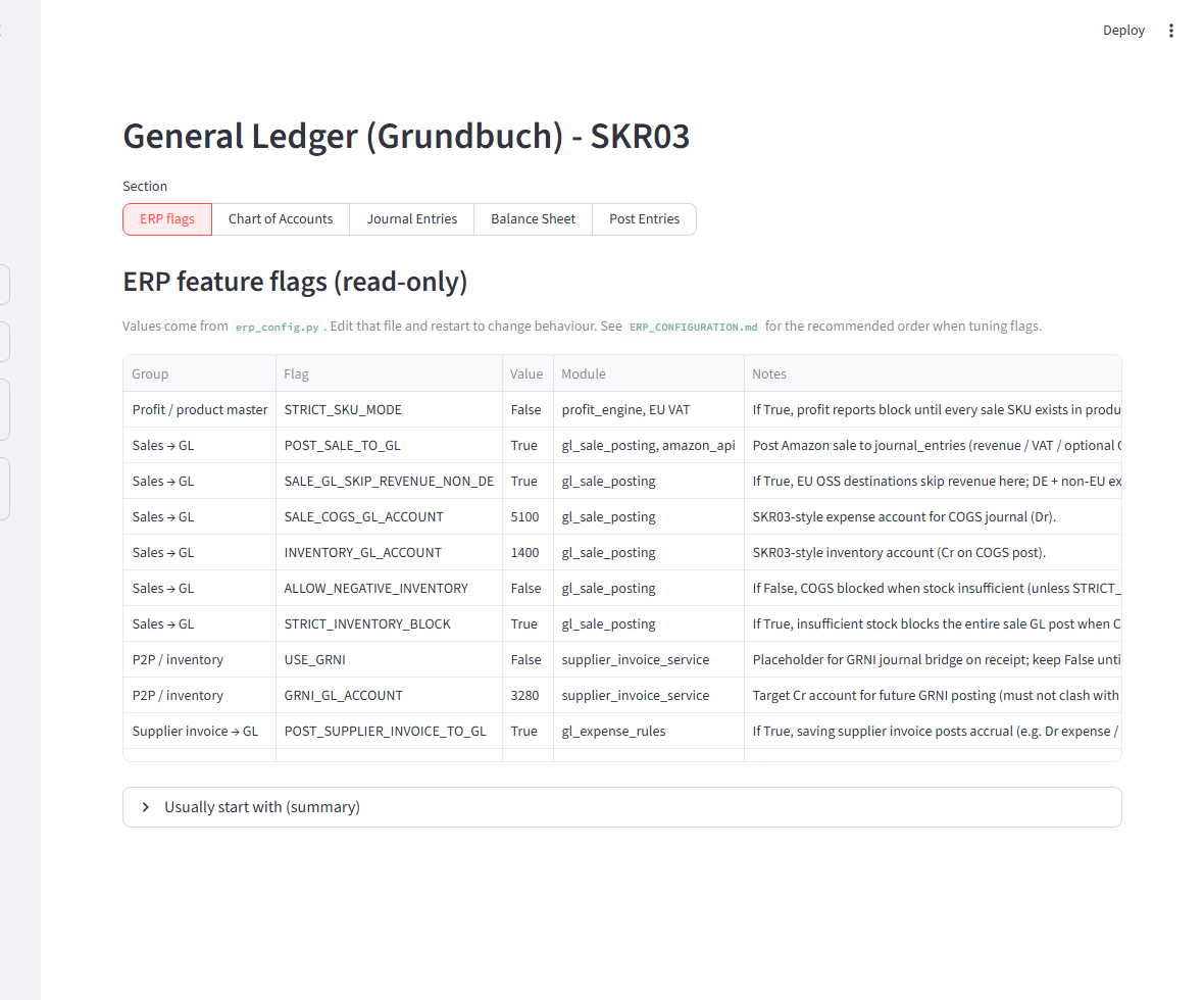 Seller-ERP SKR03 general ledger