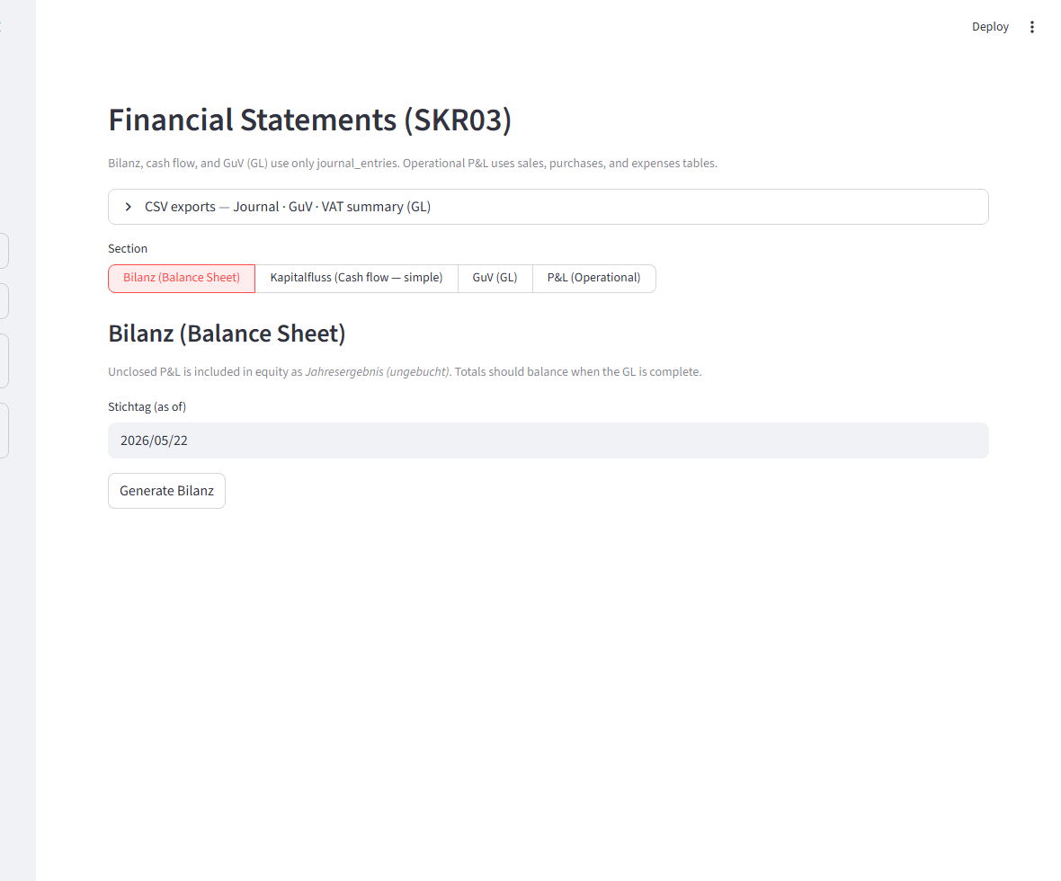 Seller-ERP financial statements